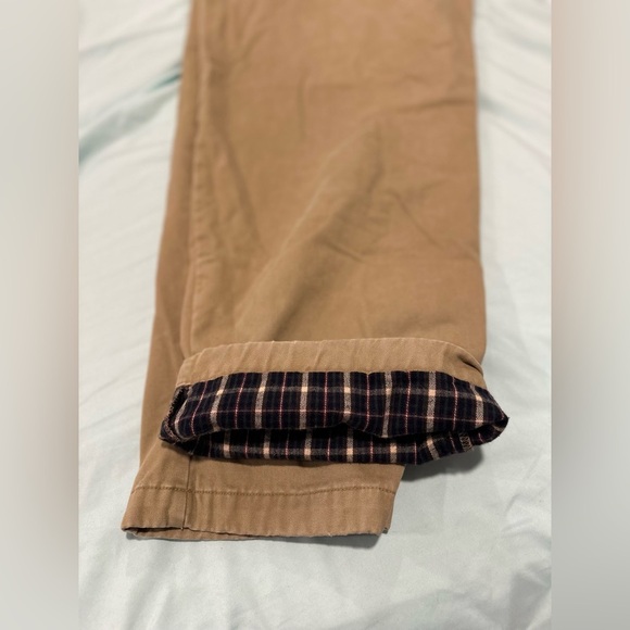 LL Bean Men’s Sz: 40x32 Comfort Waist Khaki Tan Pants Fleece Lined. 100% Cotton. - Picture 6 of 12